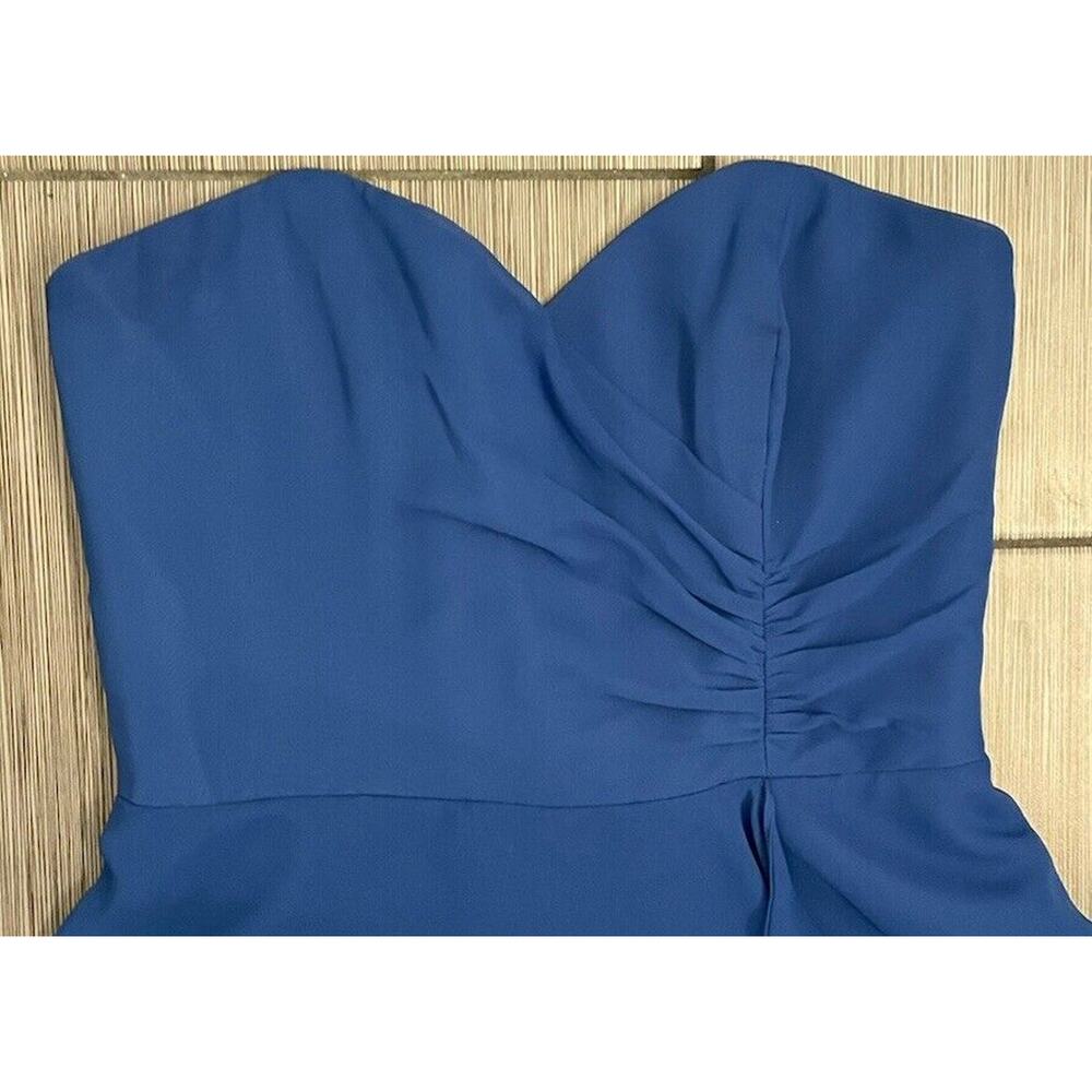 Alfred Angelo Womens Chiffon Dress Size 8 Blue Knee Length Sweetheart Neck - Picture 2 of 4
